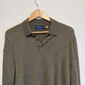 Men's Polo Ralph Lauren 100% Merino Wool Olive Green Sweater Medium